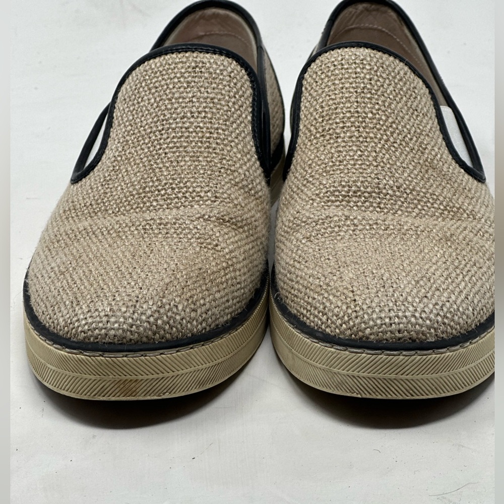 Bottega Veneta Beige/Black Jute and Leather Slip On Sneakers Size 37.5 - Picture 3 of 10